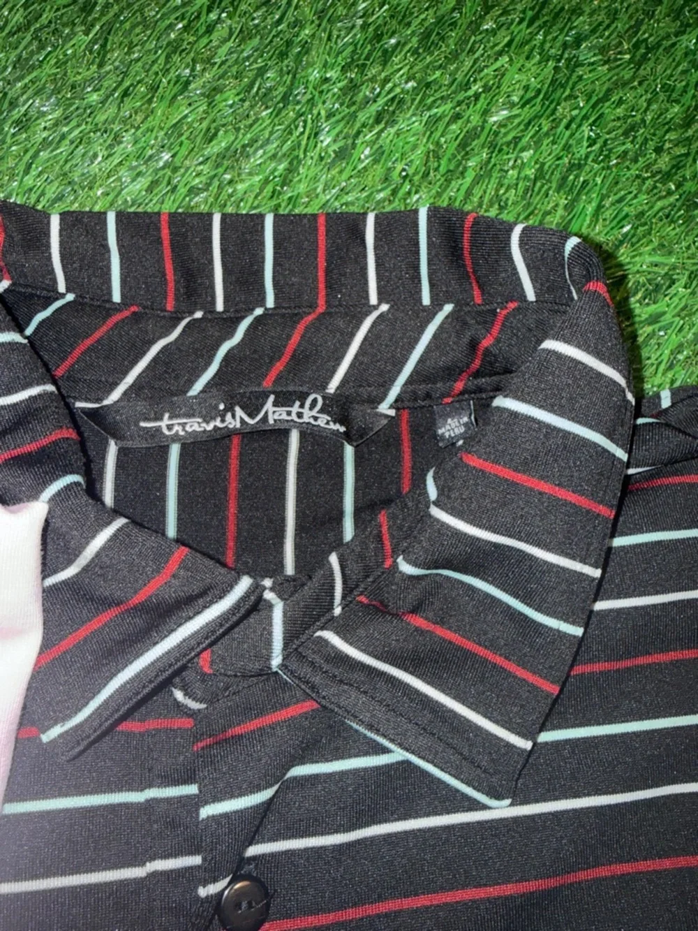 Travis Mathew Light Pink Polo with Black Striped Polo Set Size Large